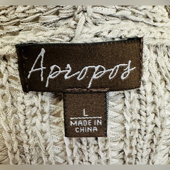 Apropos gray knit sweater with open front. Size large. Acrylic and nylon. - Picture 5 of 7